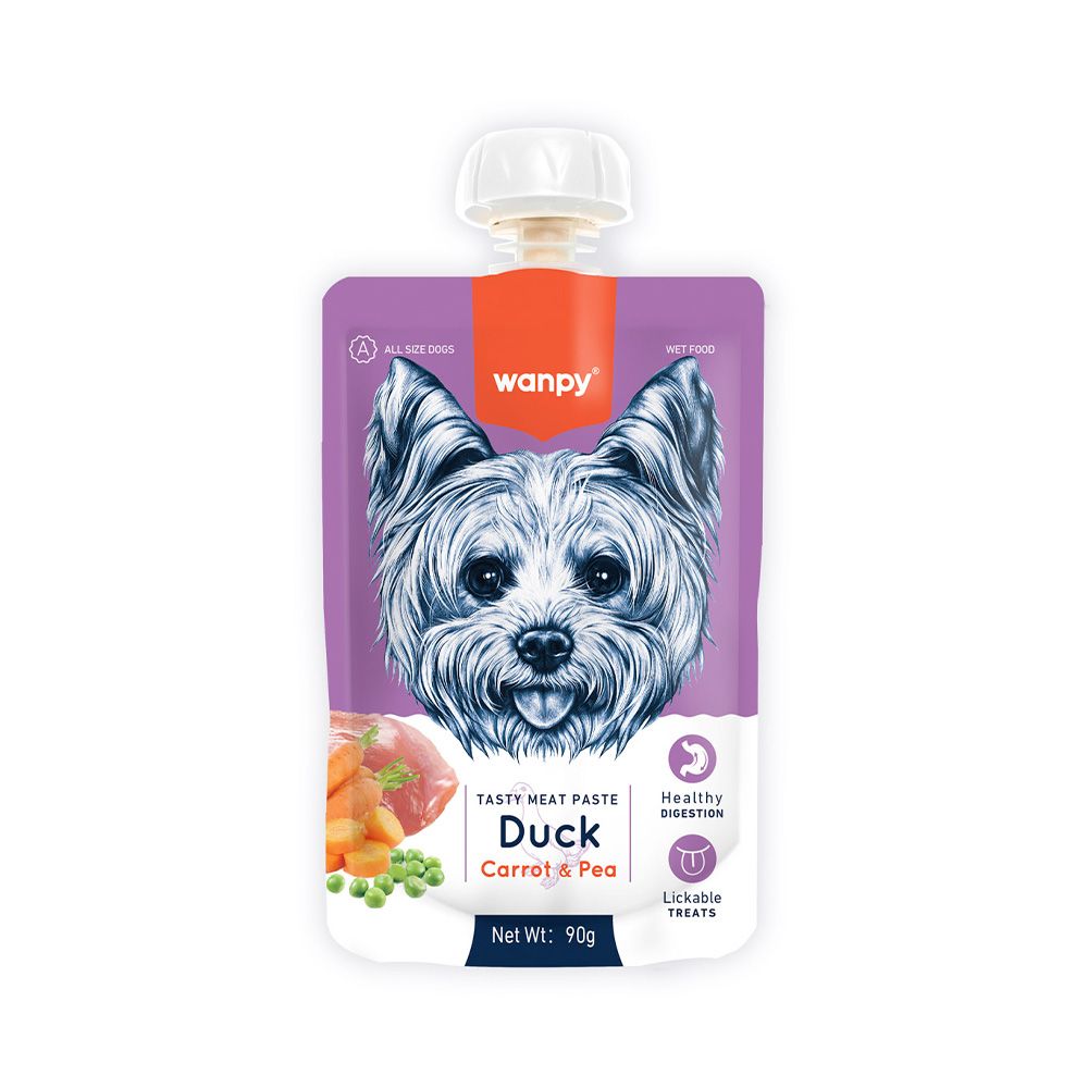 Wanpy Tasty Meat Paste – Duck + Carrot & Peas –90g 