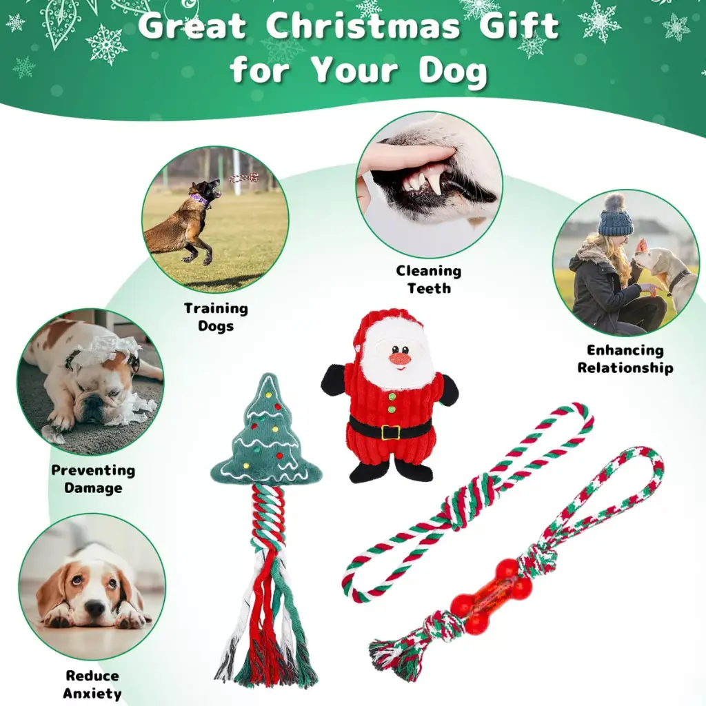 Pets.Love.Earth Christmas Rope Toy Kit With Santa – 8 pack  
