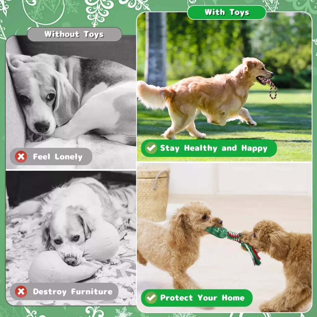 Pets.Love.Earth Christmas Rope Toy Kit With Santa – 8 pack  