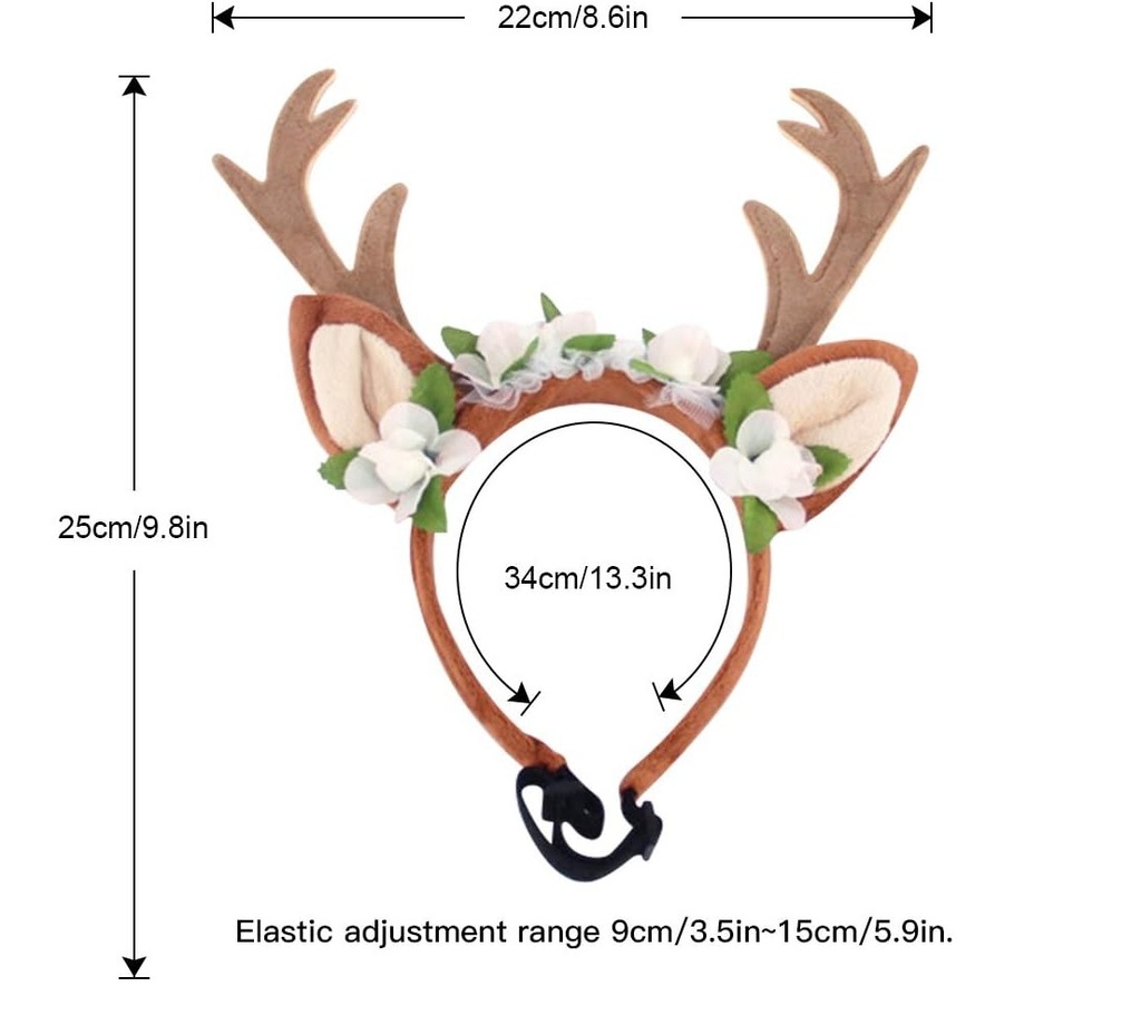 Pets.Love.Earth Christmas Antler Headband Brown - 18 cm 