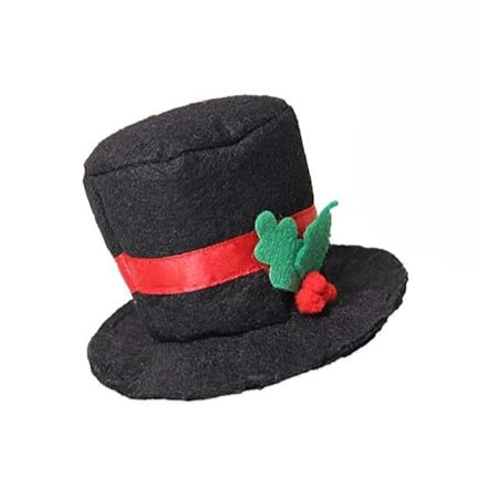 Pets.Love.Earth Black Top Hat With Christmas Holly - Adjustable 26-30cm 