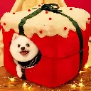 Pets.Love.Earth Christmas Present Box Cube Bed - 2 in 1 Collapsible 