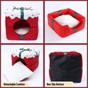 Pets.Love.Earth Christmas Present Box Cube Bed - 2 in 1 Collapsible 