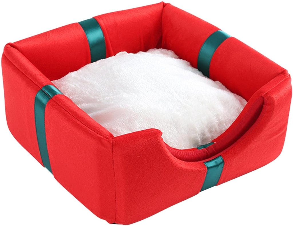 Pets.Love.Earth Christmas Present Box Cube Bed - 2 in 1 Collapsible 