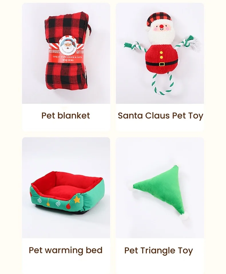 Pets.Love.Earth Christmas Square Bed  - 4 Pc Set   