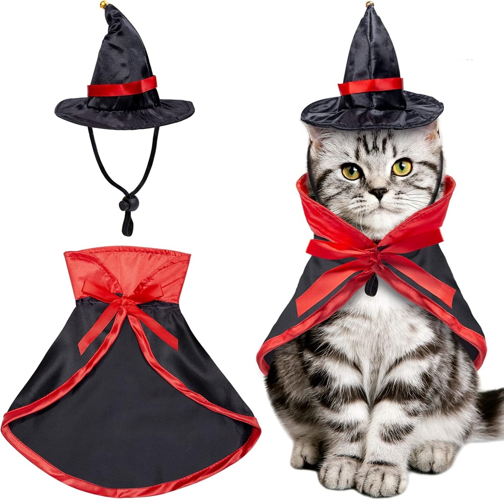 Pets.Love.Earth Witch Cape & Wizard Hat - Halloween 2-Piece Set 