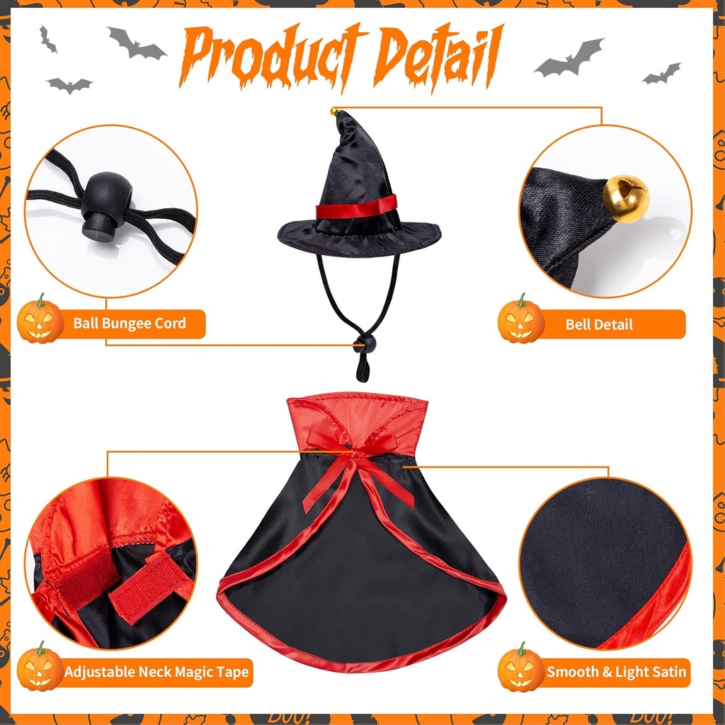 Pets.Love.Earth Witch Cape & Wizard Hat - Halloween 2-Piece Set 