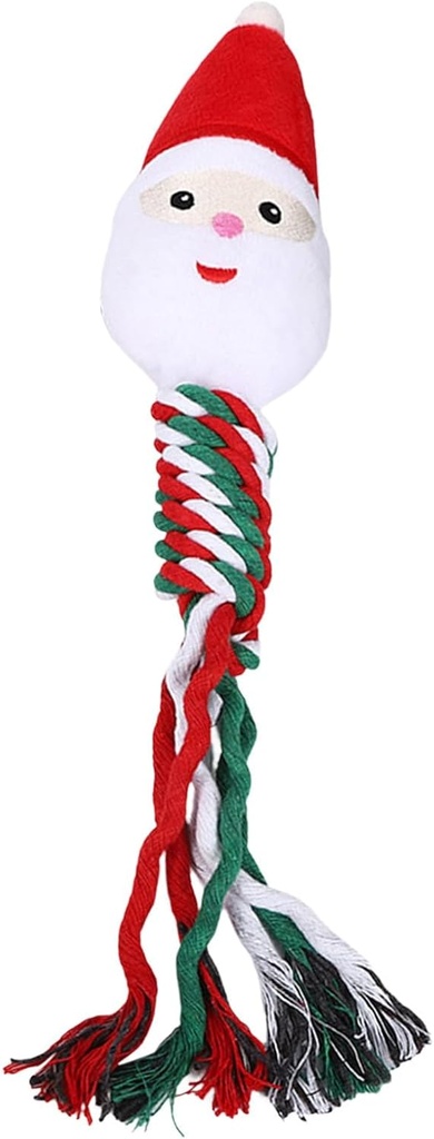 Pets.Love.Earth Christmas Fetch Rope Santa With Circle Rope Toy - 33 cm 