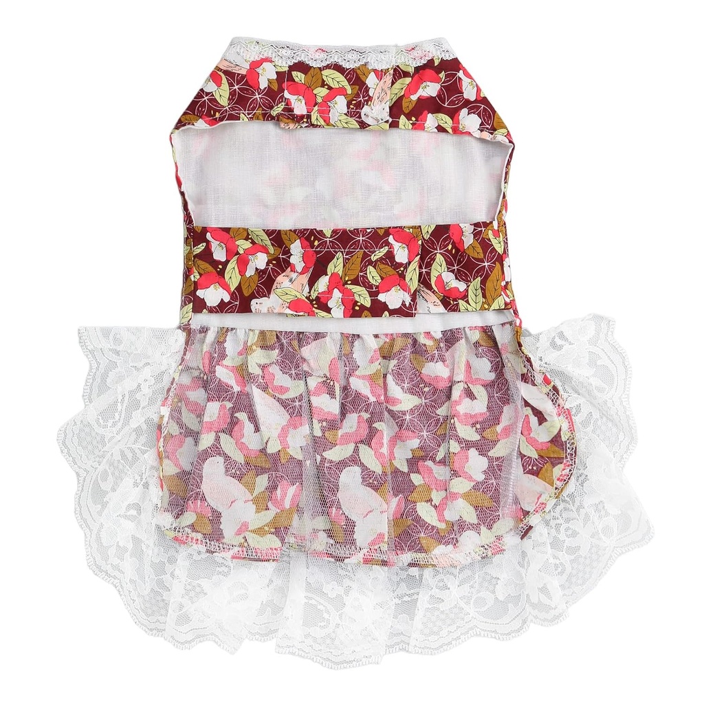 Pets.Love.Earth Floral Dress - Red Flower Bow