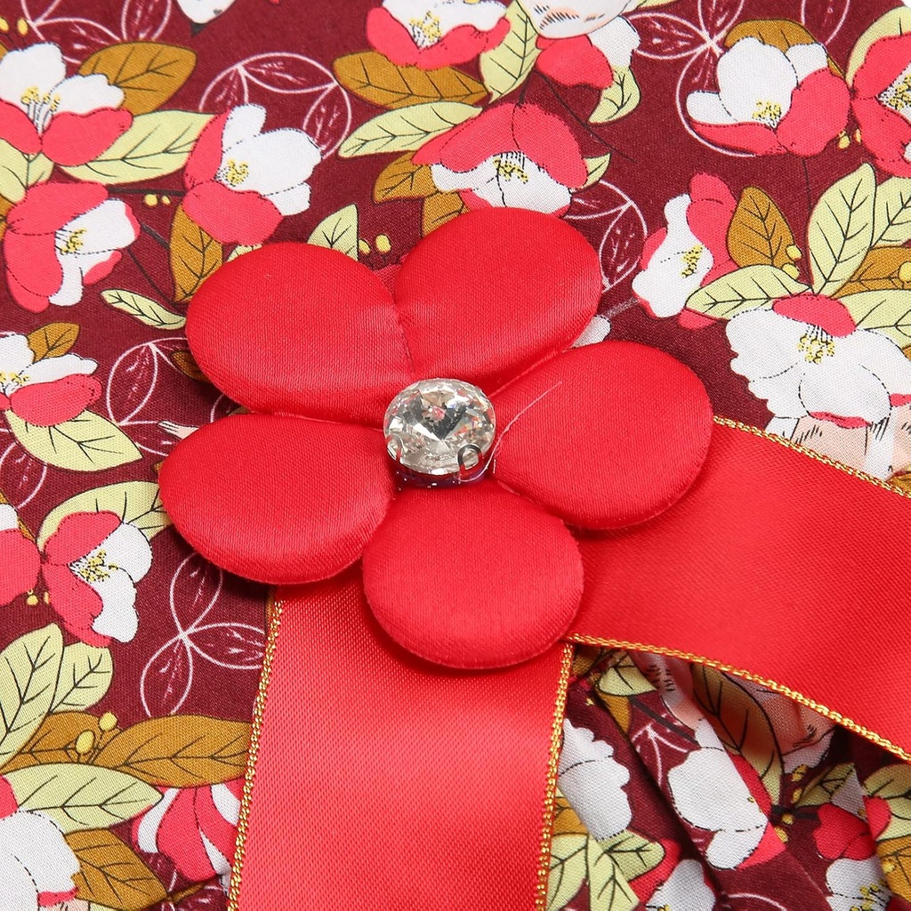 Pets.Love.Earth Floral Dress - Red Flower Bow