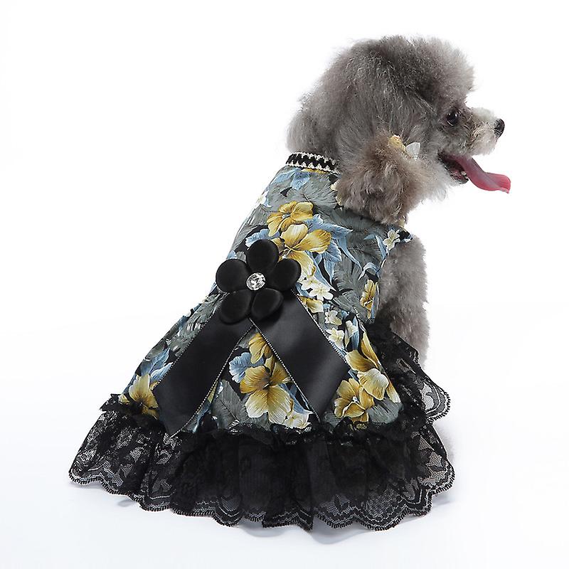 Pets.Love.Earth Floral Dress - Black Flower Bow