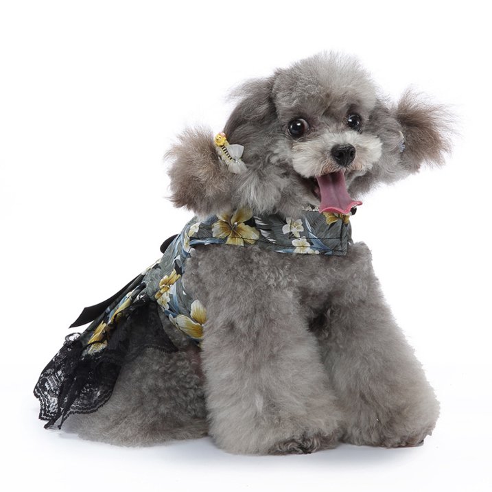 Pets.Love.Earth Floral Dress - Black Flower Bow