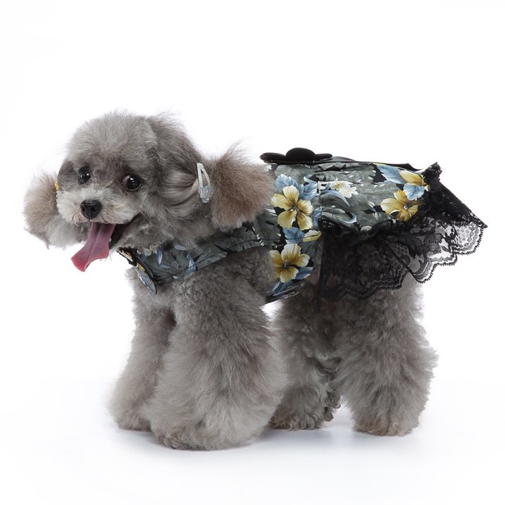 Pets.Love.Earth Floral Dress - Black Flower Bow