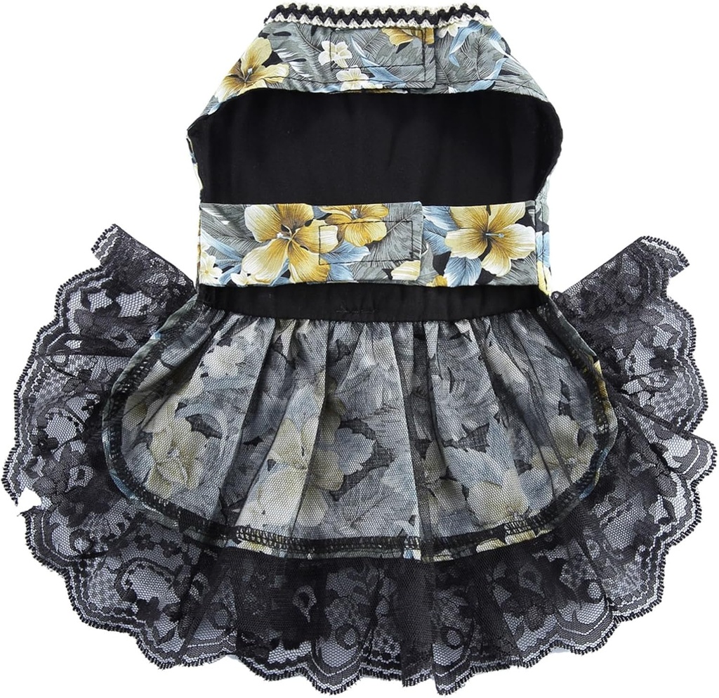 Pets.Love.Earth Floral Dress - Black Flower Bow