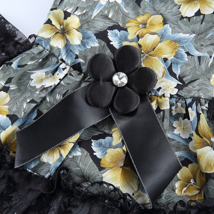 Pets.Love.Earth Floral Dress - Black Flower Bow