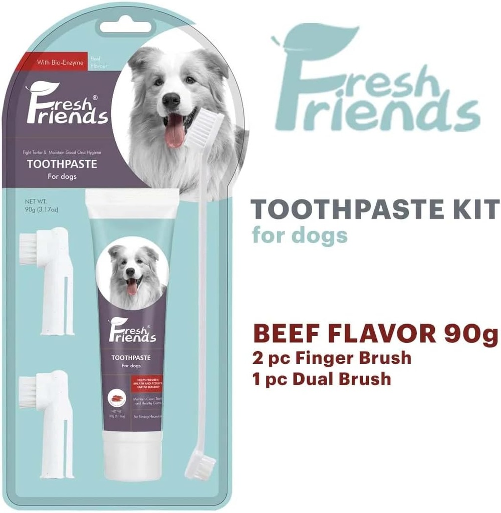 Fresh Friends Dental Care Kit With Toothpaste Beef Flavor  - 90g 