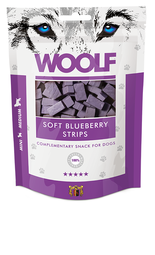 Woolf Soft Blueberry Strips – 100g 