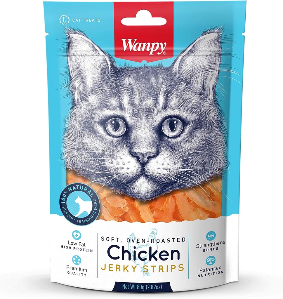 Wanpy Chicken Jerky Bites Cat Treat – 80g 