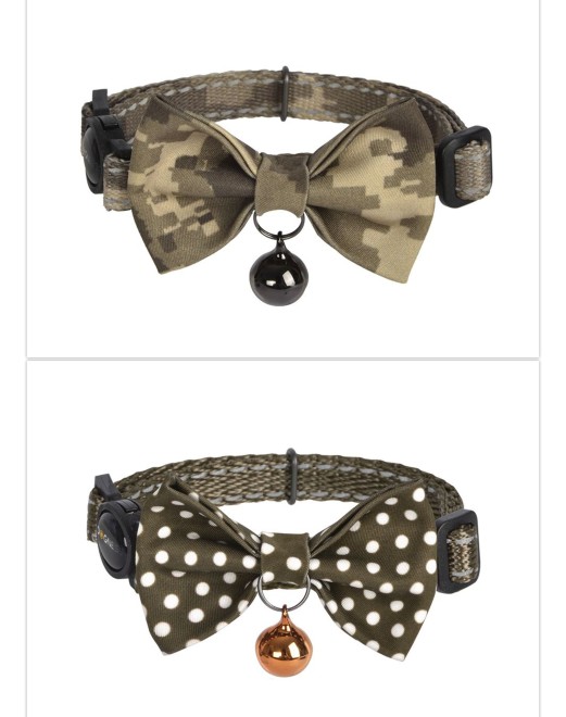 Dogness Cat Collar - Camouflage Brown  and Brown Dots 2 pack