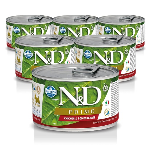 [8606014105254] Farmina N&D PRIME Canine - Chicken & Pomegranate Puppy Mini Canned 140g (6  علب)
