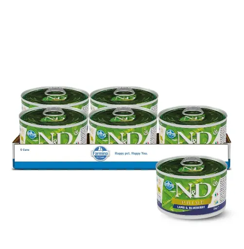 [8606014105278] Farmina N&D Prime Canine - Lamb & Blueberry Adult Mini Canned 140g (6  علب)