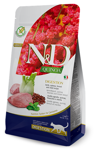 [8010276035790] Farmina N&D Quinoa Feline - Digestion, Lamb, Fennel & Mint Adult (١.٥  كيلوجرام)