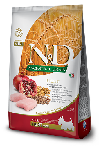 [8010276036315] Farmina N&D Ancestral Grain Canine - Chicken & Pomegranate Light Adult Mini 2.5 kg