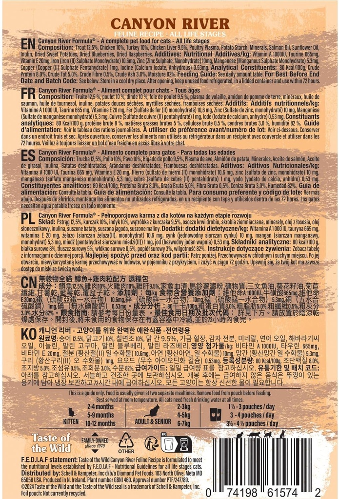 Taste of the Wild Canyon River Feline Wet Food Pouch 85g