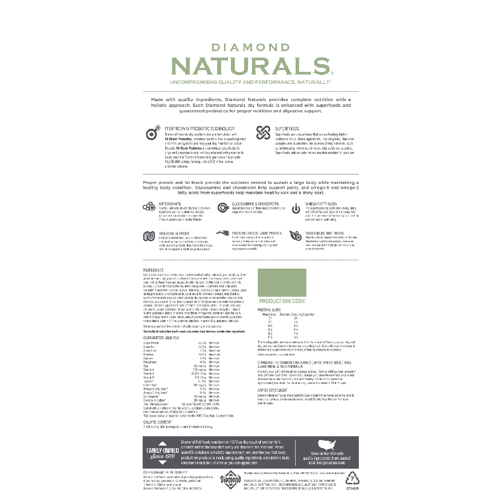 Diamond Naturals Large Breed Adult Dog Lamb Meal & Rice Formula 