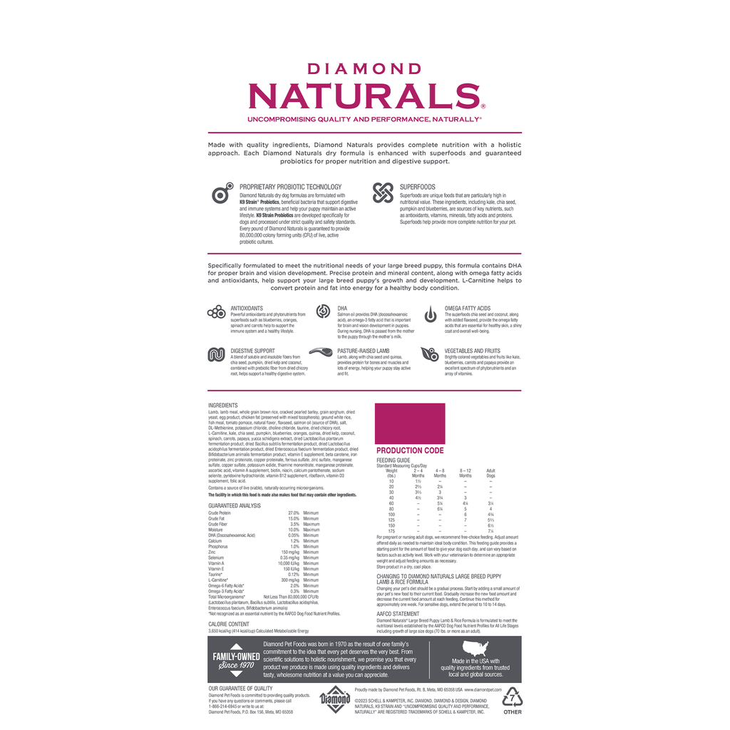 Diamond Naturals Large Breed Puppy Lamb & Rice Formula 