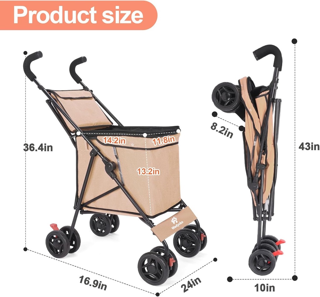 Foldable Pet Stroller for Dogs and Cats
