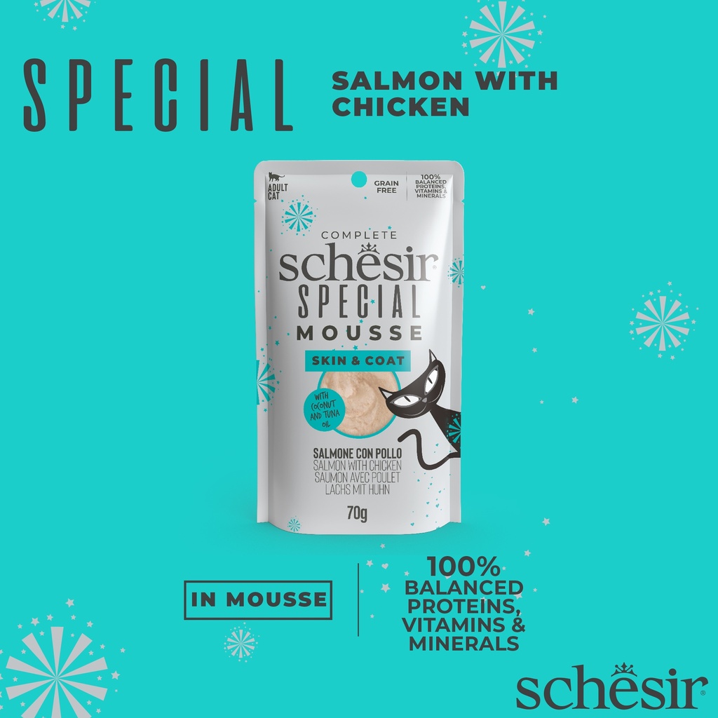 Schesir Special Mousse Skin & Coat Salmon with Chicken 70g