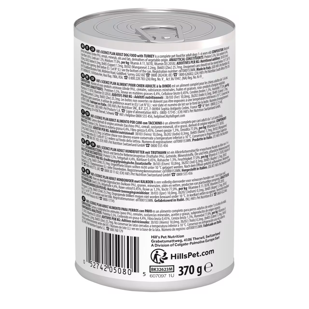 Hill's Science Plan Canine Adult Turkey Canned 370g 