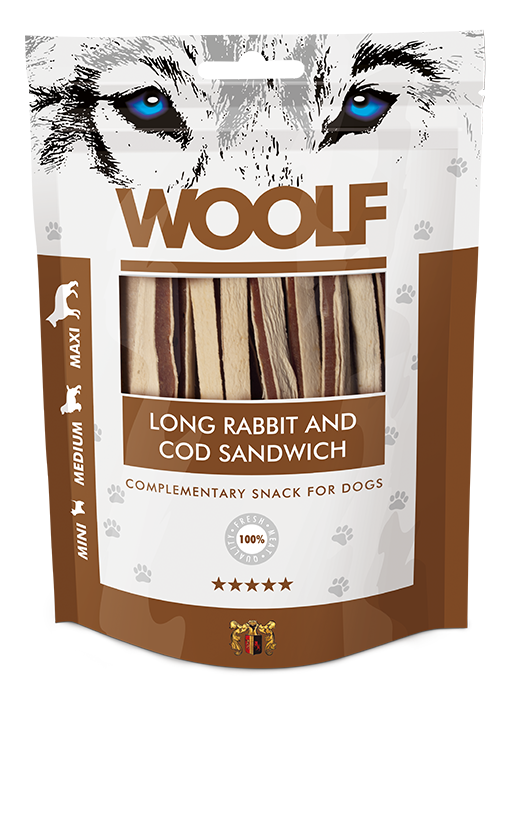 Woolf Long Rabbit And Cod Sandwich – 100g 
