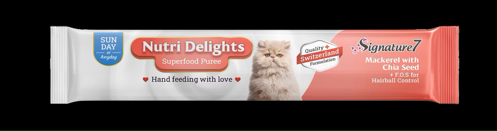 S7 Nutri Delights Mackerel With Chia Seed + F.O.S For Hairball Control - Puree - (4x15g) 60g 