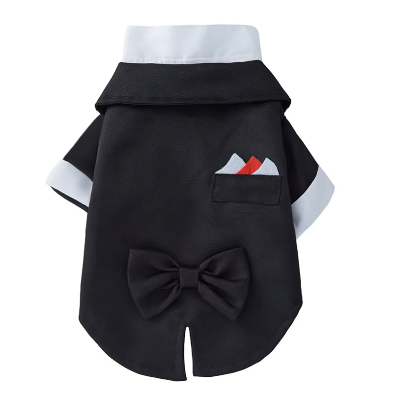 Pets.Love.Earth Black Tuxedo - With Attached Bow 