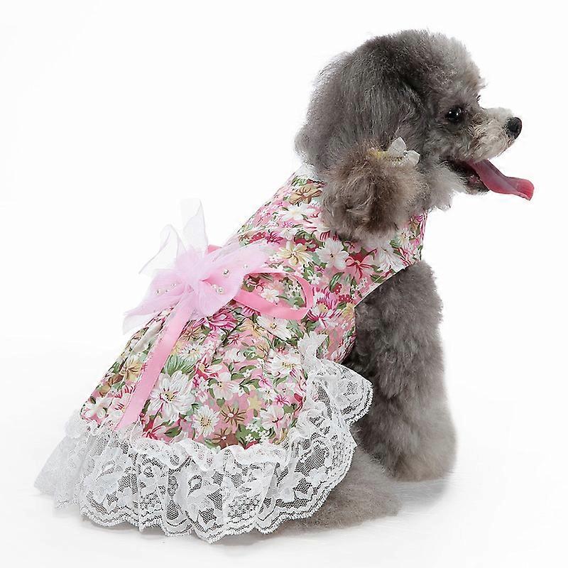 Pets.Love.Earth Pink Floral Dress With Lead 