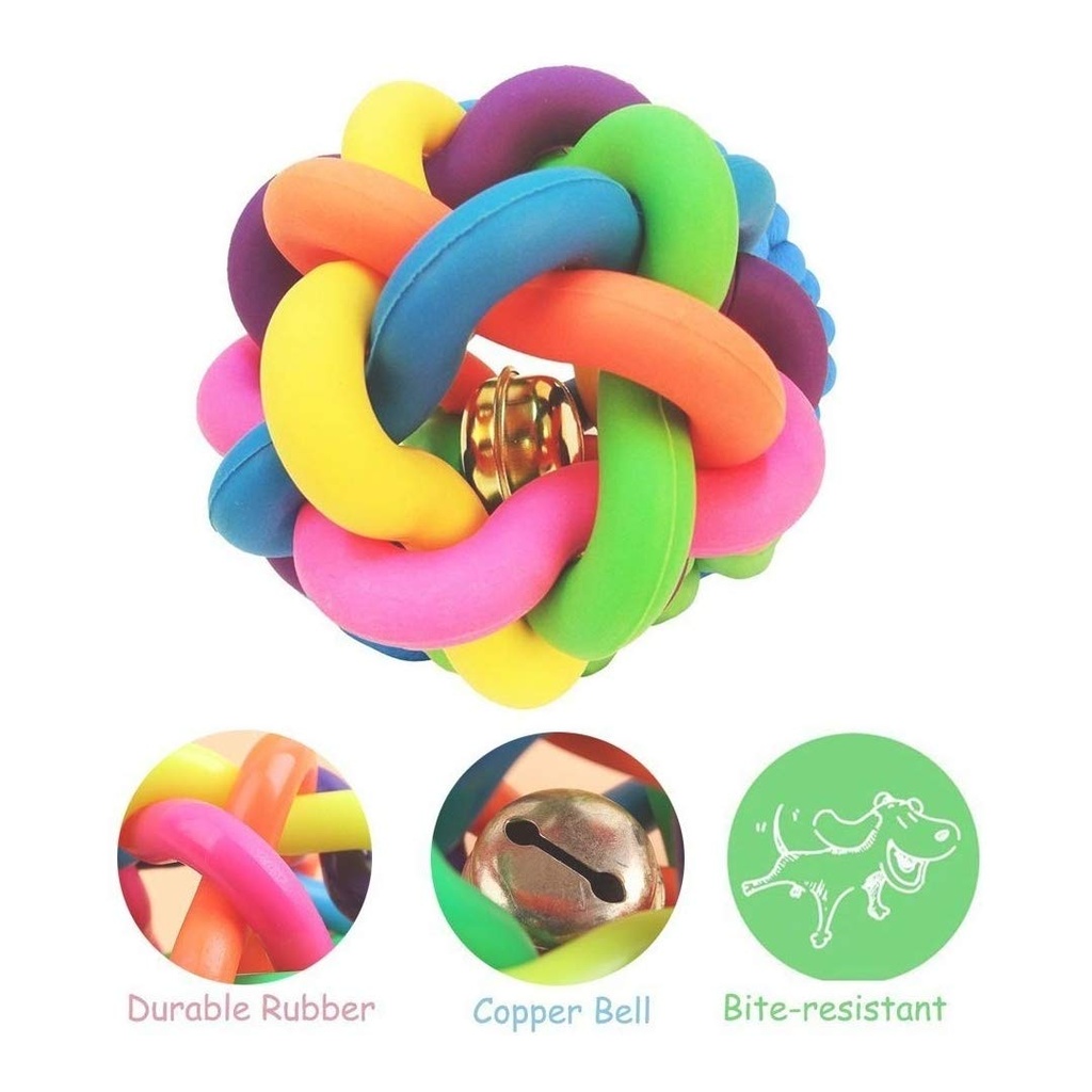 Pets.Love.Earth Colorful Bell Rubber Ball