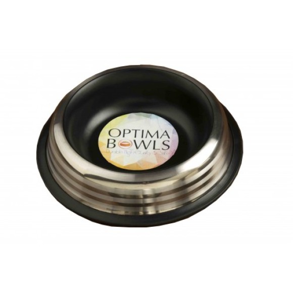 [635934608703] Optima Bowls Premium No-tip, Lined Platinum Pet Bowl Charcoal (1.8  Liter)