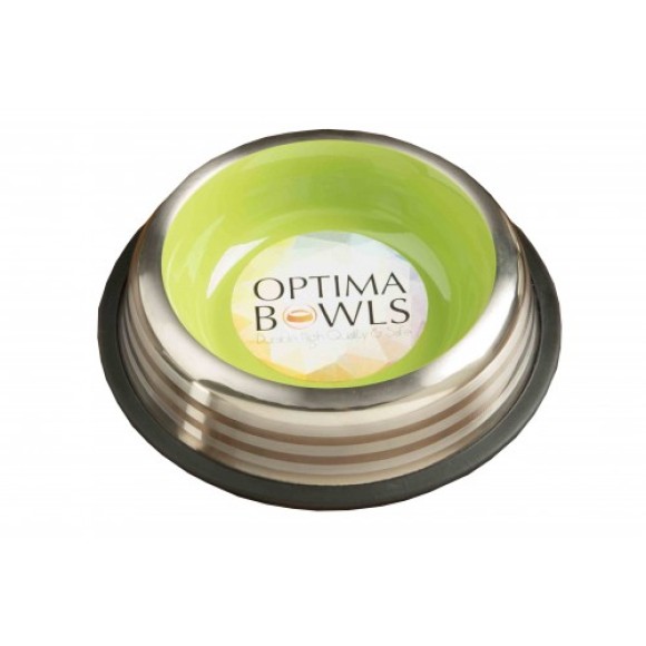 [635934608666] Optima Bowls Premium No-tip, Lined Platinum Pet Bowl Green (1.8  Liter)