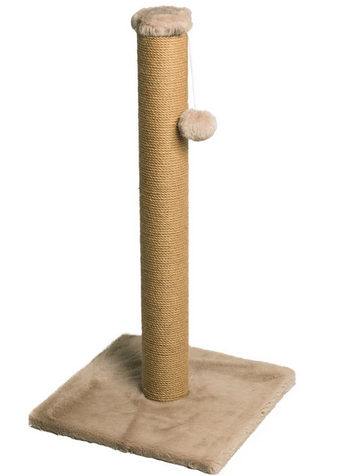 [8683604131336] Scratch It! Premium Cat Scratcher Post Long Hair Plush 39X39X80cm (Beige)