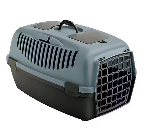 [8003507973534] Stefanplast Pet Carrier Plastic Door Blue/Brown (Gulliver 2 (55x36x35)cm)
