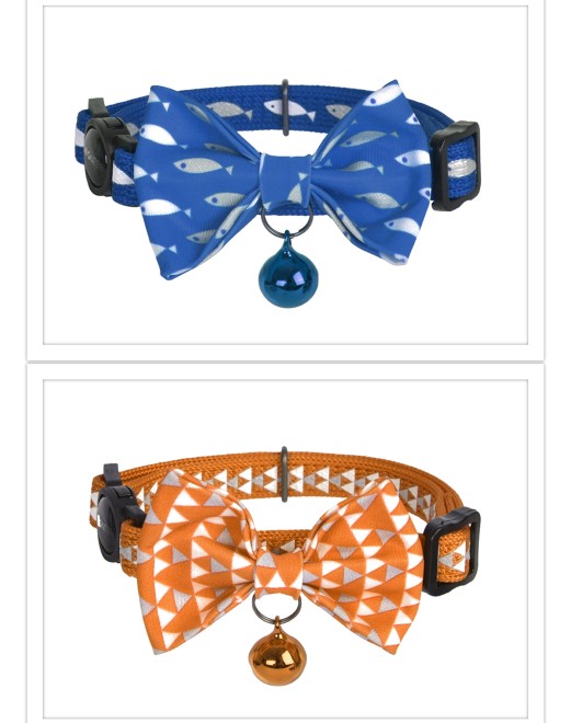 Dogness Cat Collar - Reflective Blue Triangle and Orange Fish 2 pack
