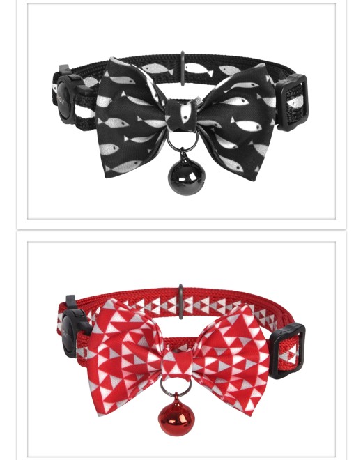 Dogness Cat Collar - Reflective Red Triangle and Black fish