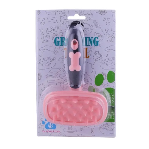 [635934609199] Essential Grooming Tools silicone Rubber Brush Pink