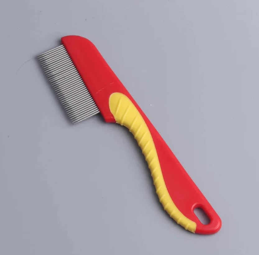 Essential Grooming Tools Lice Comb With Handle, Short Needle 15x5 CM