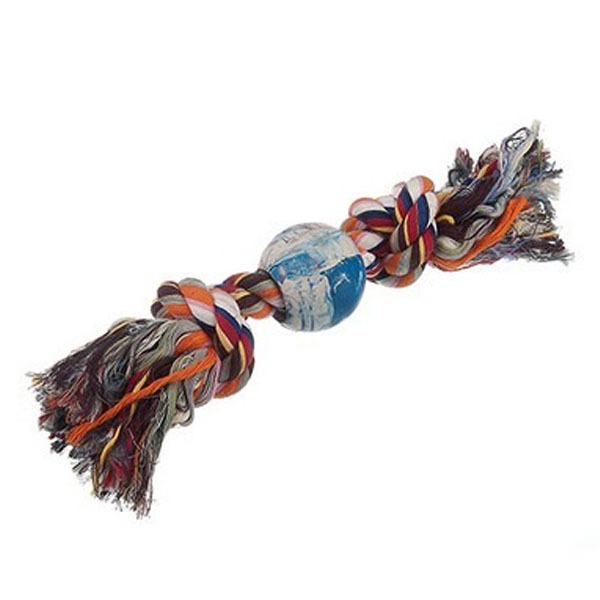 Pet Interest Cotton Rope Toy Knot with Rubber Ball