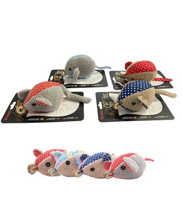 لعبة فأر مضحك للقطط مع الريش وخط فضي