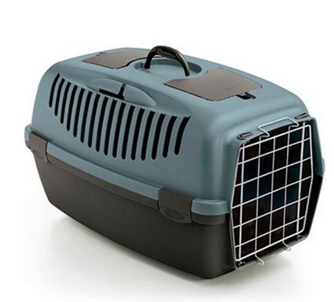 Stefanplast Pet Carrier Gulliver 1 With Metal Door Blue/Brown 48x32x31h Cm