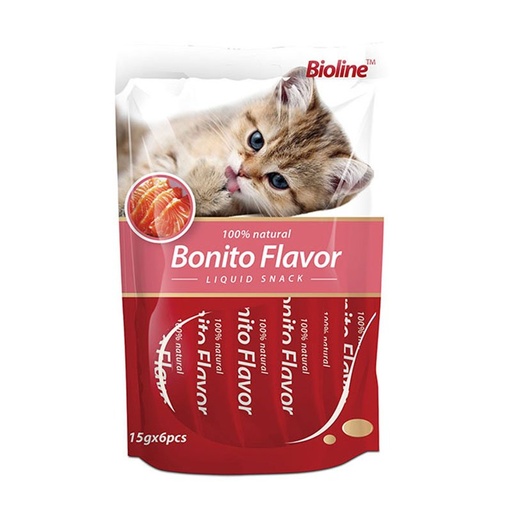 [6970117123265] Bioline Bonito Flavor Liquid Snack for Cats (6 Pouches)